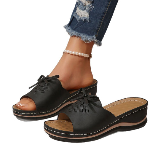 Damen Riemensandaletten mit dekorativer Schleifen- und Flechtoptik Stalluxe