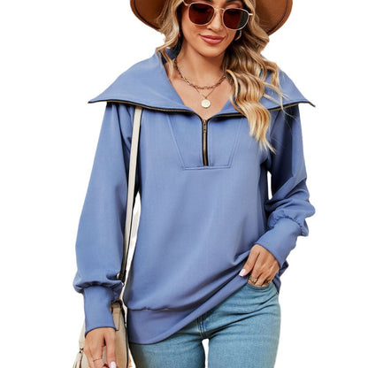 Damen Pullover mit modernem Stehkragen und Reißverschluss Stalluxe