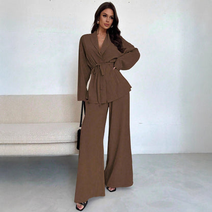 Damen lässige Oversized Blazerjacke mit Gürtel Stalluxe