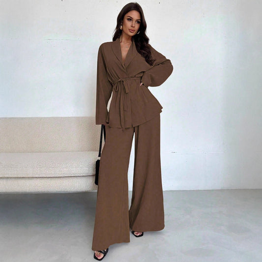 Damen lässige Oversized Blazerjacke mit Gürtel Stalluxe
