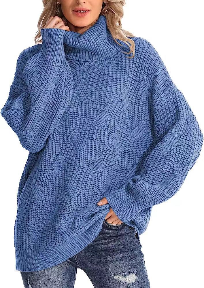 Damen Weicher Strickpullover mit hohem Kragen und Kabelmuster Stalluxe