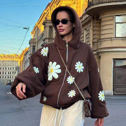 Damen Kapuzenjacke mit floralen Motiven und lässigem Schnitt Stalluxe