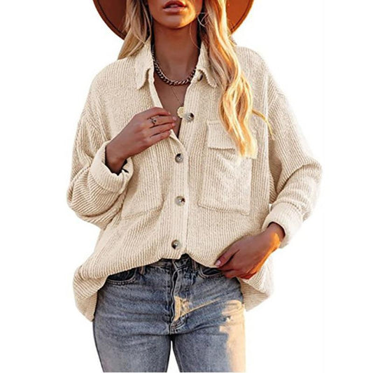 Damen Oversized Hemdbluse mit strukturiertem Design und Knopfdetails Stalluxe