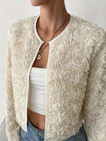 Damen Blütenjacke im eleganten Design mit strukturiertem Blumenmuster Stalluxe