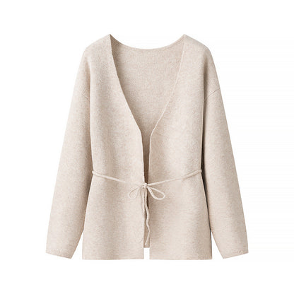 Damen komfortable Strickjacke mit Taillierung und weitem V-Ausschnitt Stalluxe