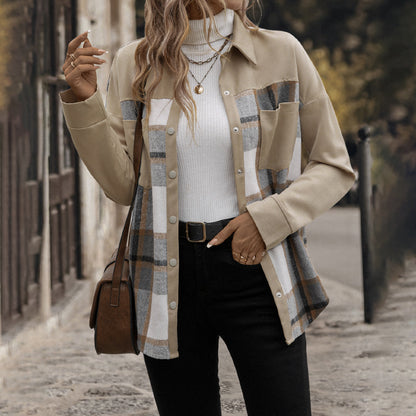 Damen modische Twill-Hemdjacke mit Karomuster und aufgesetzten Taschen Stalluxe