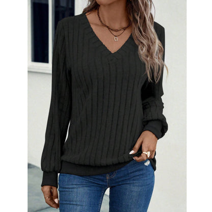 Damen Pullover mit V-Ausschnitt und strukturiertem Rippmuster Stalluxe