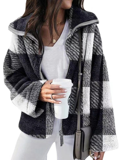 Damen Teddy-Fleece-Jacke mit hohem Kragen Stalluxe