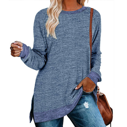 Damen lässiges Oversized Langarmshirt mit abgesetztem Saum Stalluxe