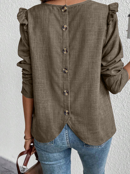 Damen Elegante Bluse mit Rüschendetails und Rundhalsausschnitt Stalluxe