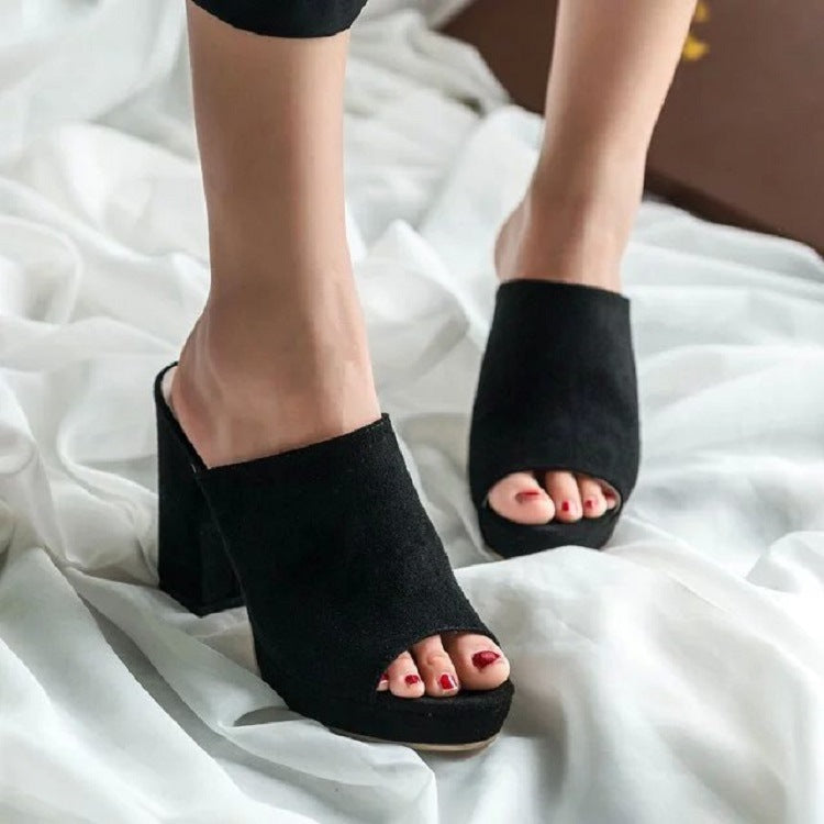 Damen Peep-Toe Blockabsatz-Slipper Stalluxe
