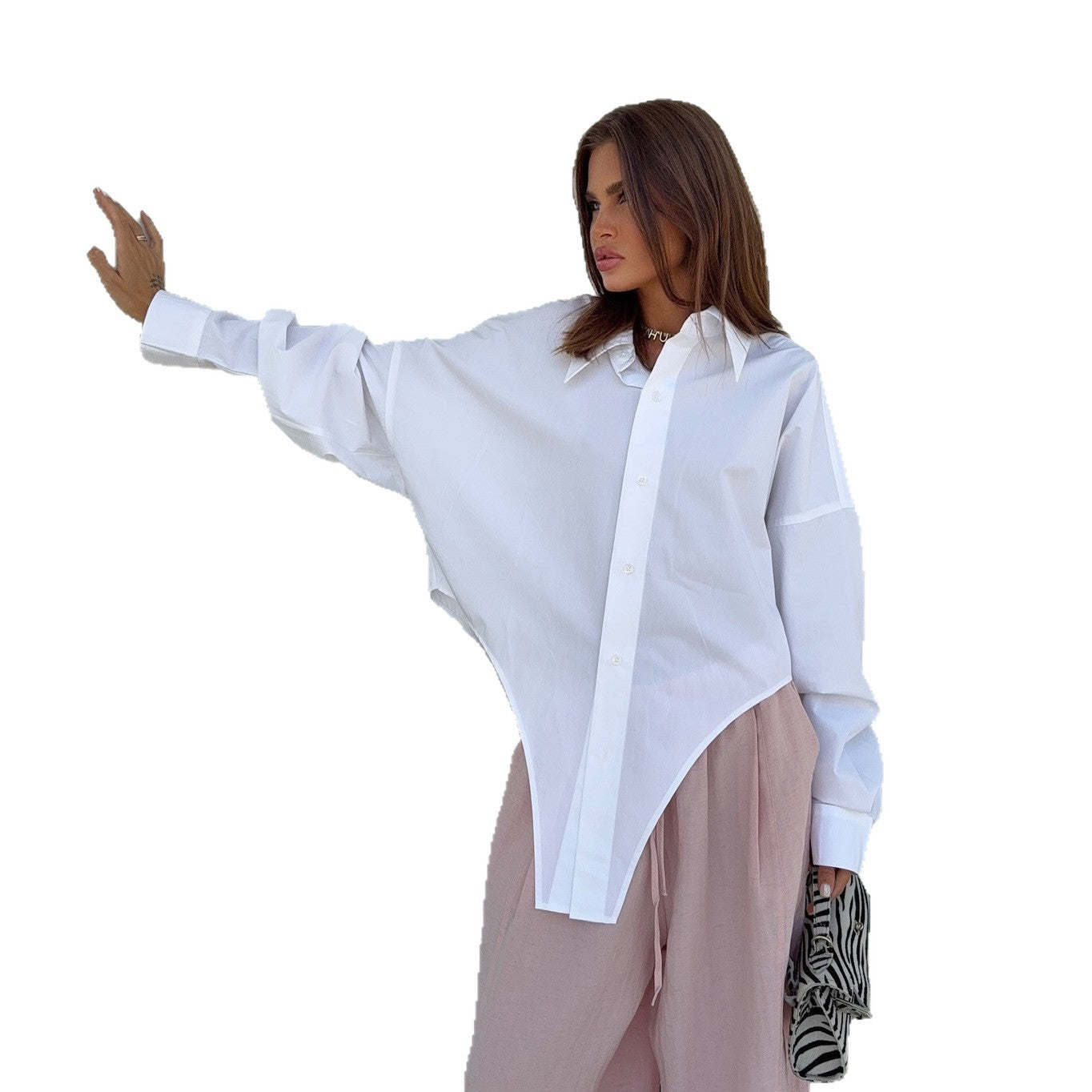 Damen Oversized Hemdbluse mit asymmetrischem Schnitt und modernen Details Stalluxe