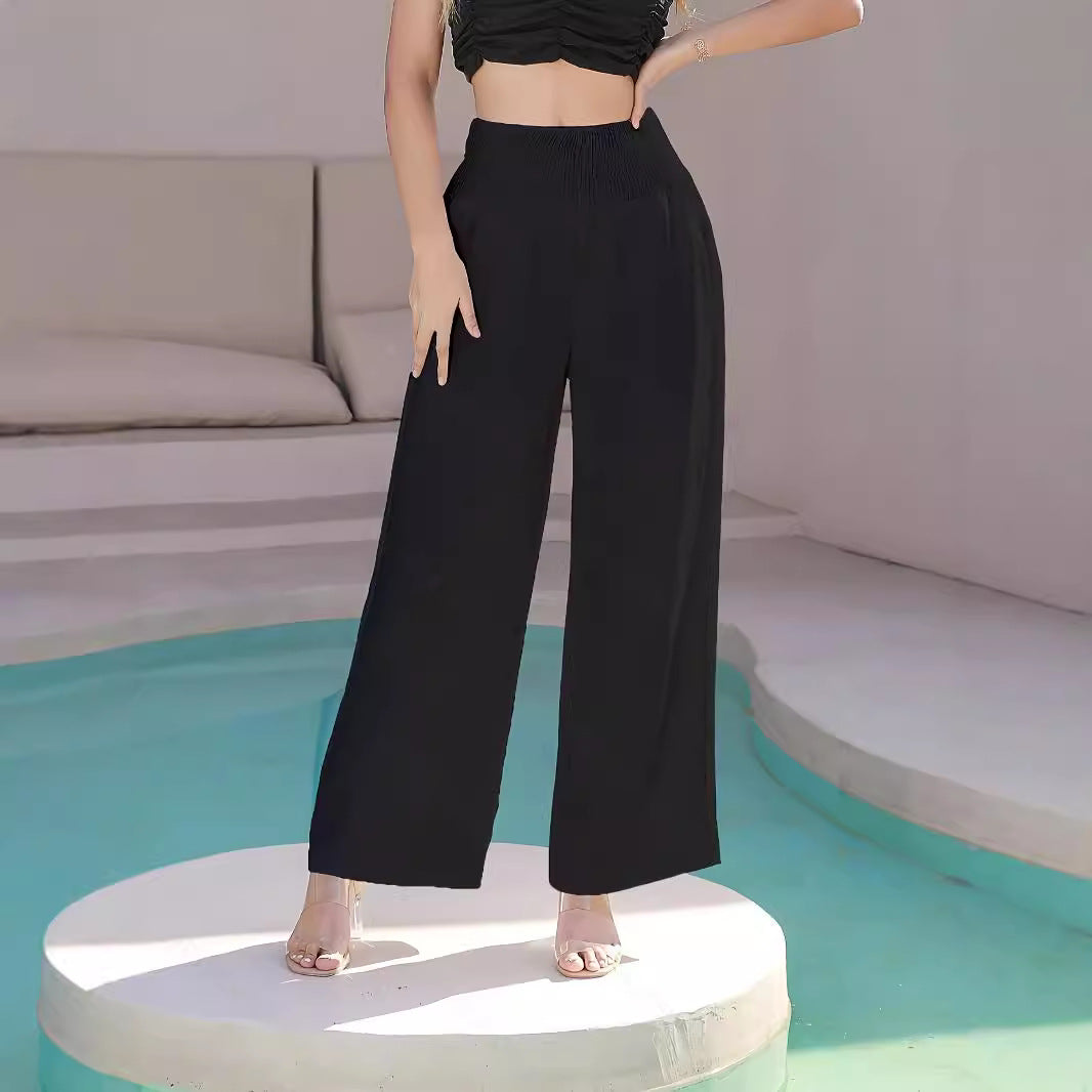Damen Weite Chiffon-Hose mit elastischem Bund Stalluxe