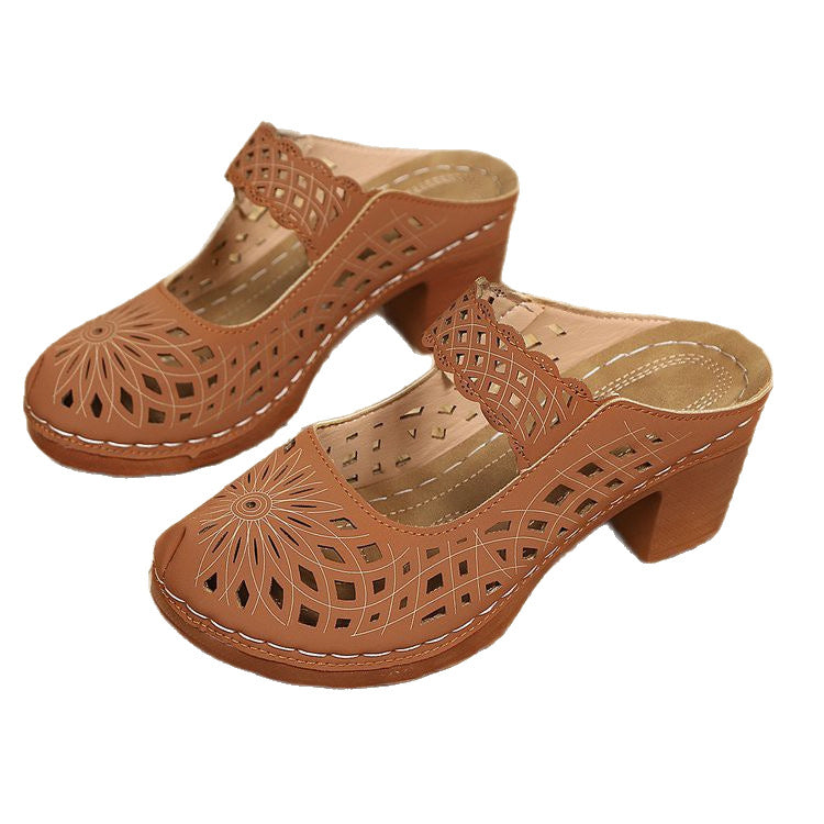 Damen Plateau-Clogs mit dekorativem Durchbruchdesign und bequemer Fußbettgestaltung Stalluxe