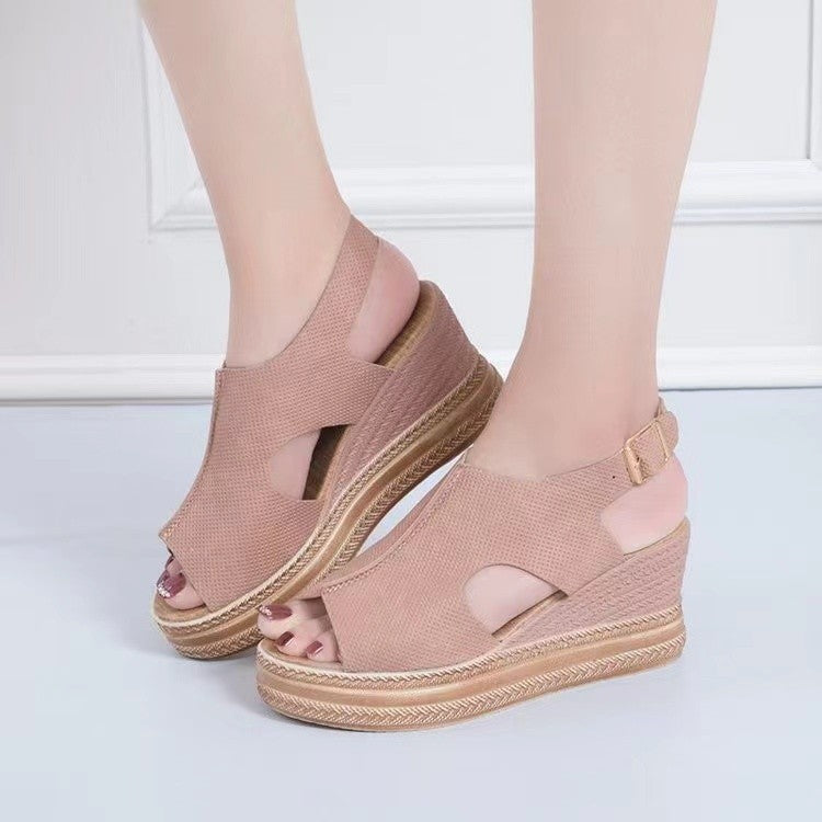 Damen elegante und bequeme Wedge-Sandalen mit offener Ferse und verstellbarem Riemen Stalluxe