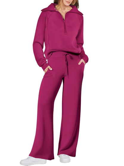 Damen Sportliches Set mit Reißverschluss und weiten Hosen Stalluxe