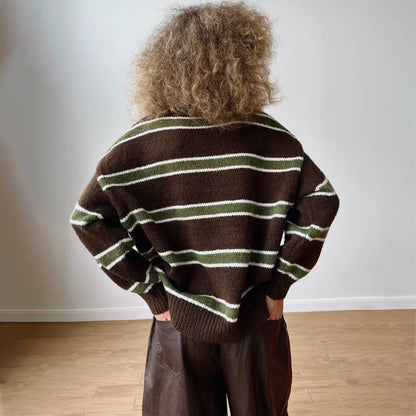 Damen Grob gestrickter Pullover mit ausgefallenem Streifenmuster Stalluxe