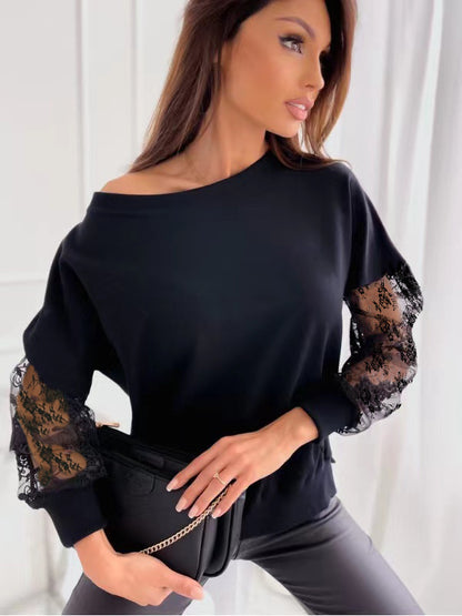 Damen Pullover mit Spitzenärmeln Stalluxe