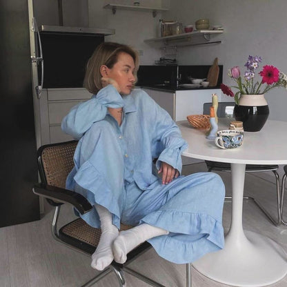 Damen lässiges Pyjama-Set aus atmungsaktiver Baumwolle Stalluxe