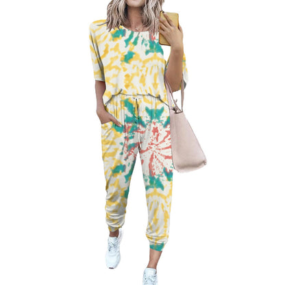 Damen Leichter Freizeit-Jumpsuit mit einem auffälligen Batik-Muster und praktischen Taschen Stalluxe
