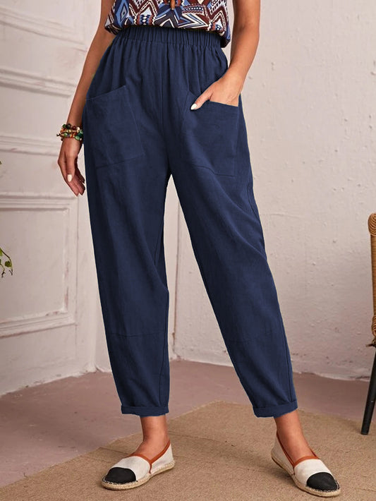 Damen Bequeme Sommerhose mit elastischem Bund und praktischen Taschen Stalluxe