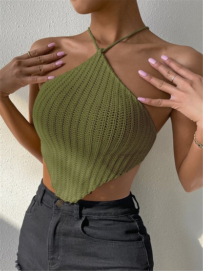 Damen gehäkeltes Crop-Top mit asymmetrischem Design Stalluxe