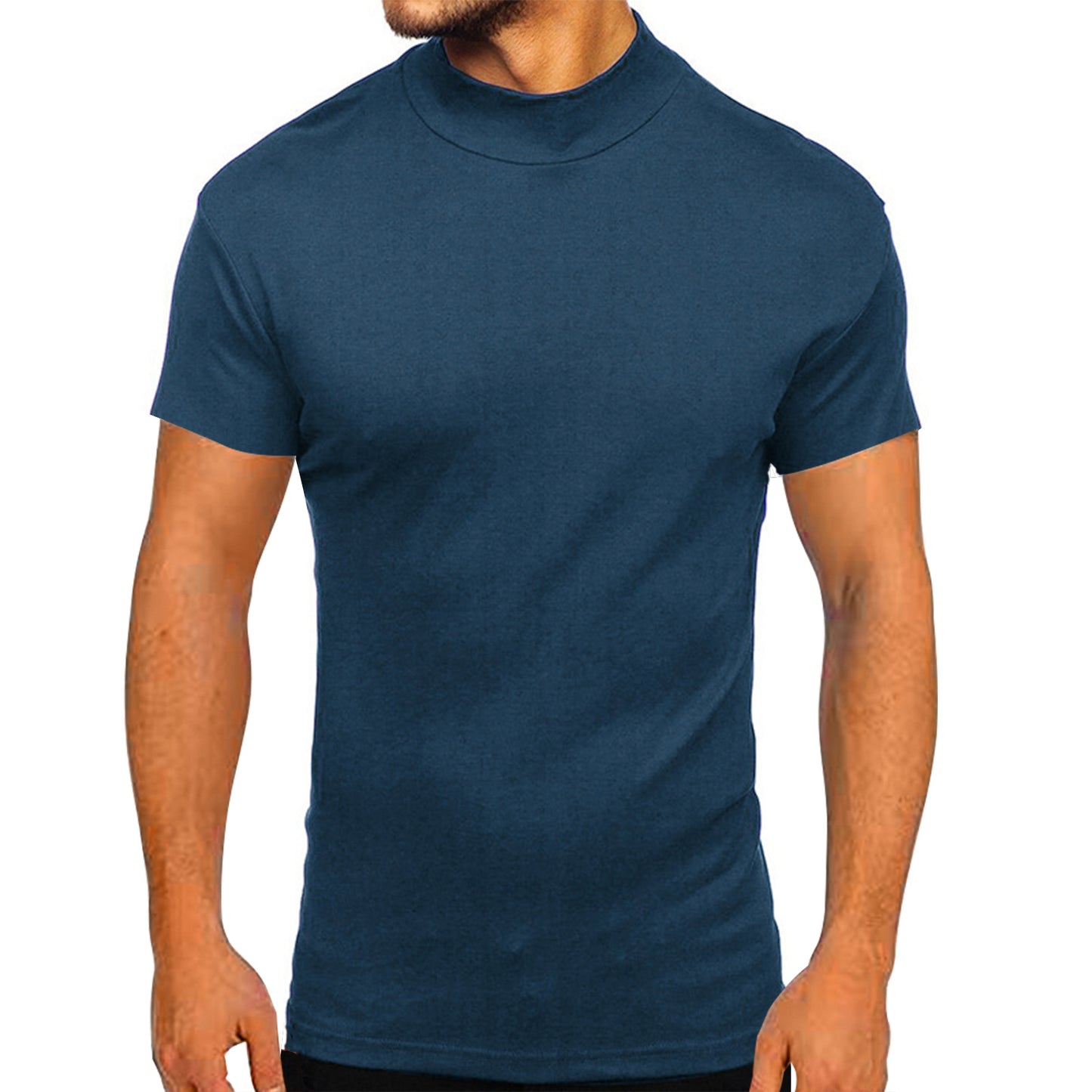 Herren modernes Kurzarm-T-Shirt mit stehendem Kragen und strukturiertem Design Stalluxe