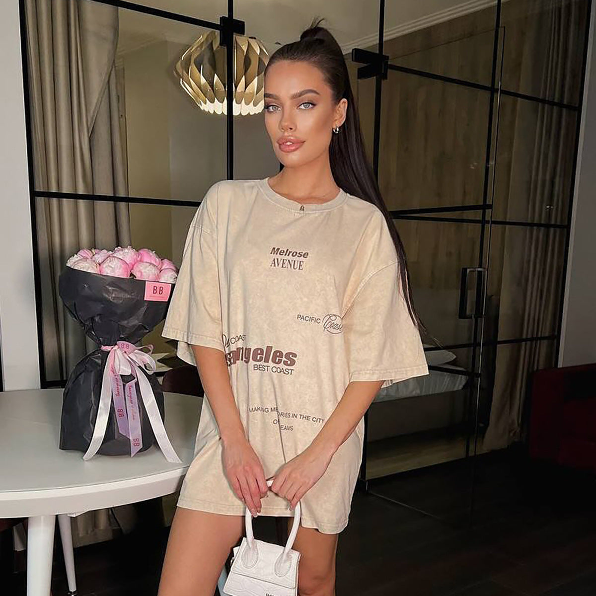 Damen Oversized T-Shirt mit einzigartigem Stadtmotiv Stalluxe