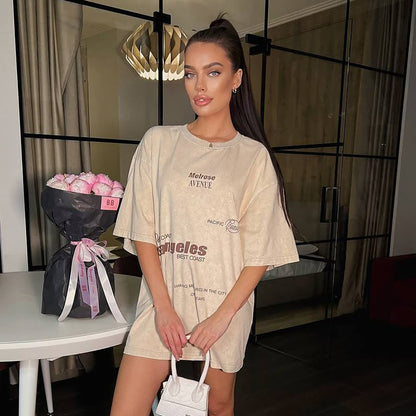 Damen Oversized T-Shirt mit einzigartigem Stadtmotiv Stalluxe