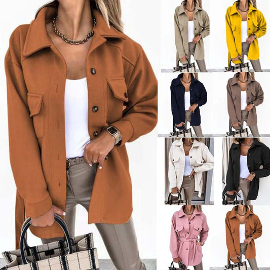 Damen Oversize-Hemdjacke mit praktischen Taschen und modernem Kragen Stalluxe