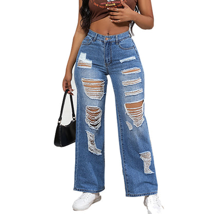 Damen weit geschnittene Destroyed Jeans mit modischen Rissdetails Stalluxe