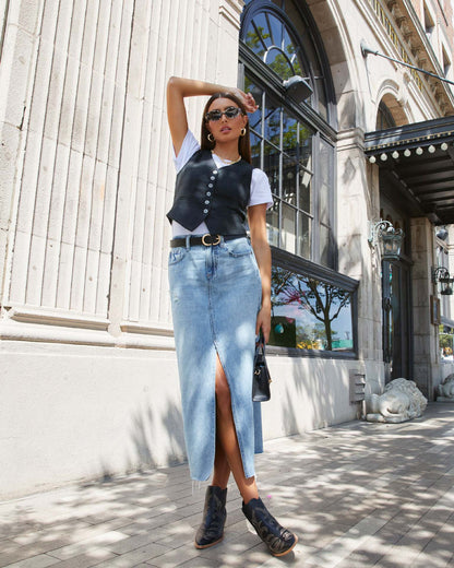Damen Jeansrock mit modischem Schlitz und lässigem Schnitt Stalluxe