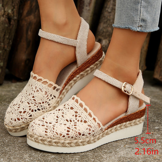 Damen Häkel-Ankelriemen-Espadrilles Stalluxe