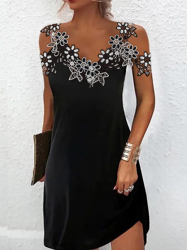 Damen Elegantes Kleid mit Spitzenbesatz Stalluxe