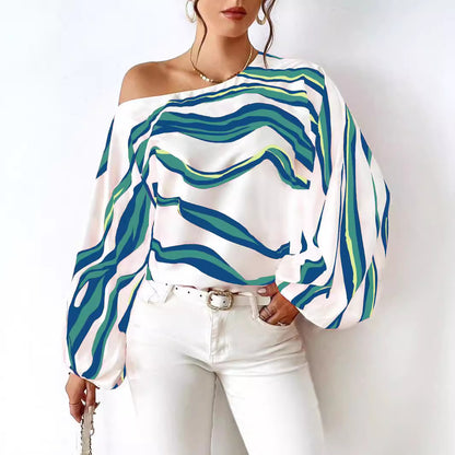 Damen Off-Shoulder Bluse mit voluminösen Ärmeln und streifigem Design Stalluxe