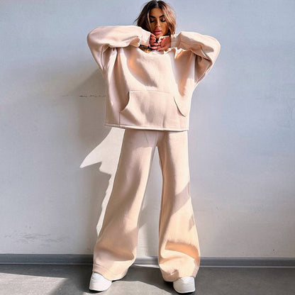 Damen lässiger Kapuzenpullover mit weitem Schnitt und bequemen Beinen Stalluxe