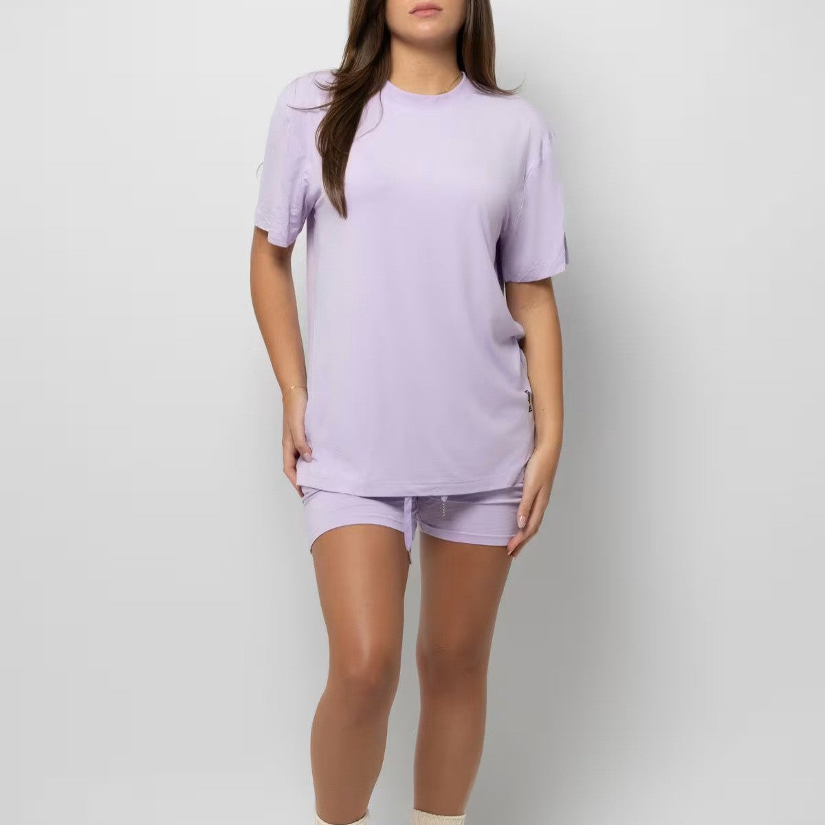 Damen lässiges Set mit oversized T-Shirt und Shorts Stalluxe