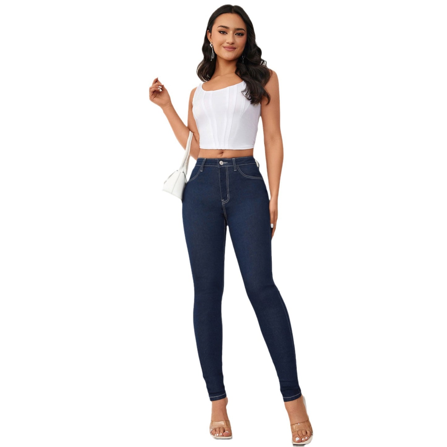 Damen Hochtaillierte Skinny Jeans mit konturierender Passform Stalluxe