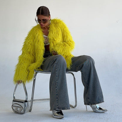 Damen Pelzjacke mit voluminösen Ärmeln und luxuriösem Schnitt Stalluxe