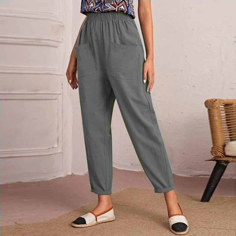 Damen Bequeme Sommerhose mit elastischem Bund und praktischen Taschen Stalluxe