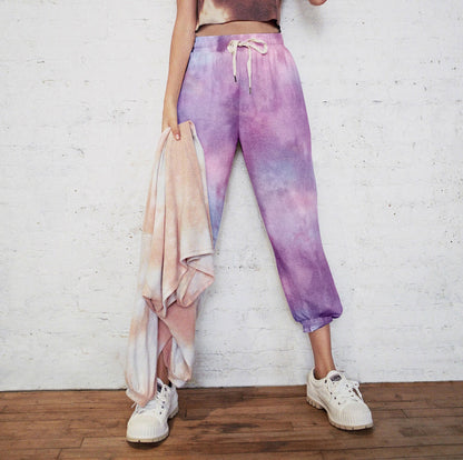 Damen Freizeithose mit buntem Batikdesign und elastischem Bund Stalluxe