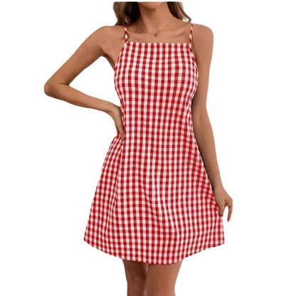 Damen Sommerliches Karo-Hängerkleid Stalluxe