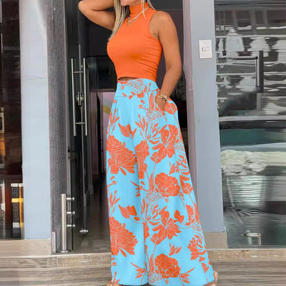 Damen angesagtes Outfit mit ärmellosem Oberteil und weitem Rock Stalluxe