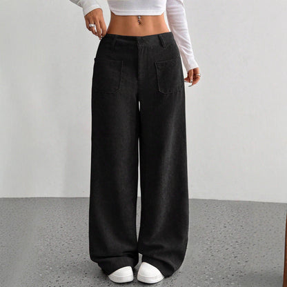 Damen weit geschnittene Cordhose mit praktischen Taschen Stalluxe