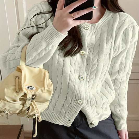 Damen Grobstrick Cardigan mit eleganten Knopfdetails und langem Arm Stalluxe