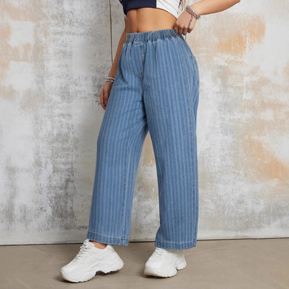 Damen Linien-Culottes aus Denim mit elastischem Bund Stalluxe