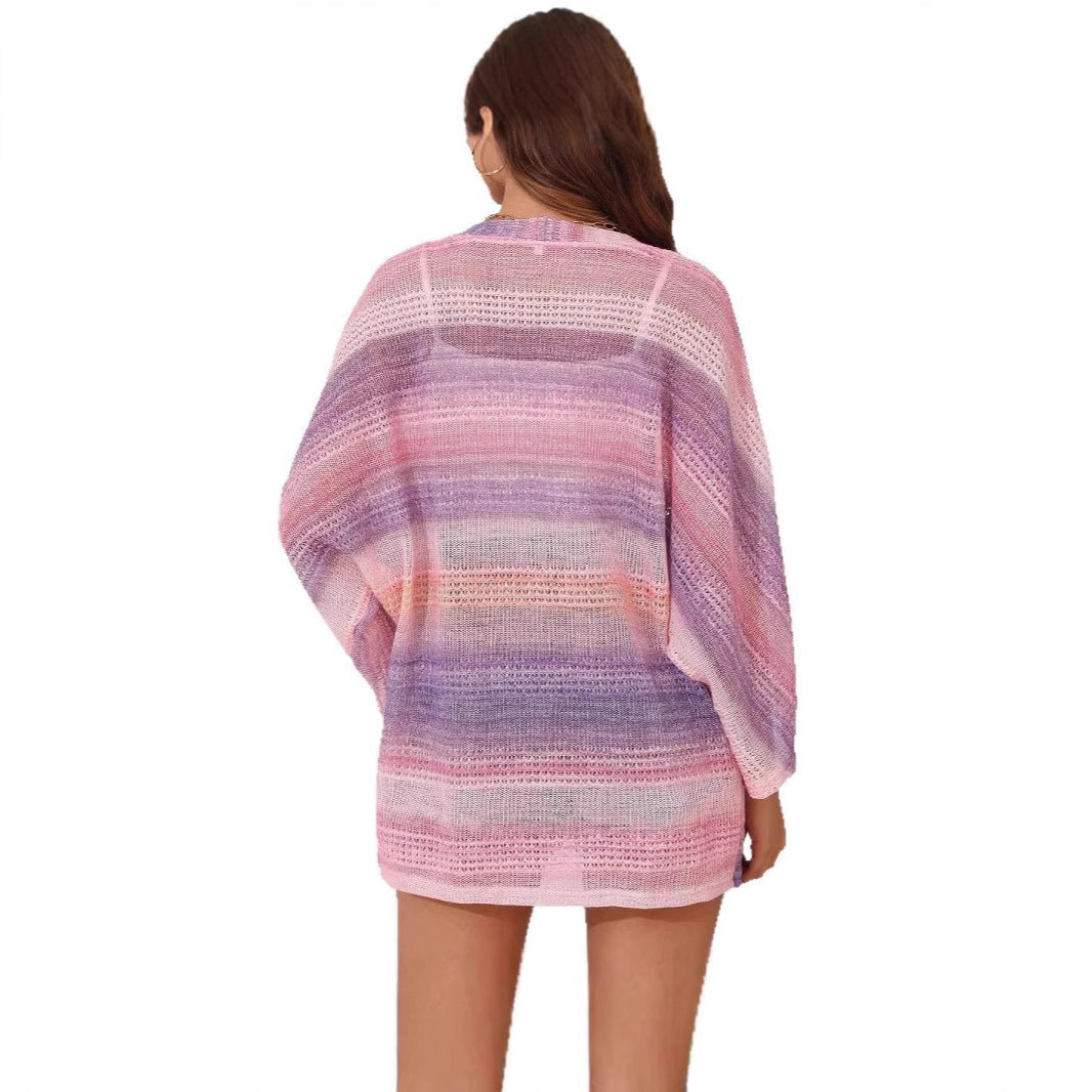 Damen luftiger Kimono mit wasserfarbenem Muster Stalluxe