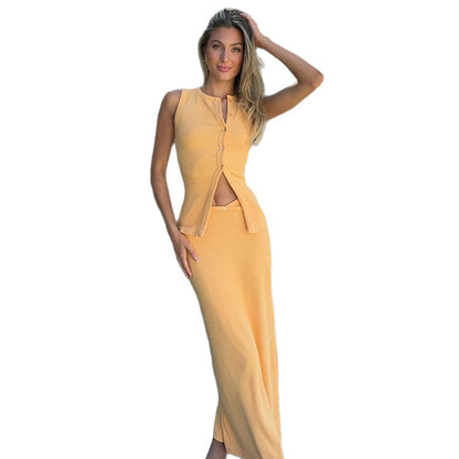 Damen Maxikleid mit Knopfleiste und elegantem Schnitt Stalluxe