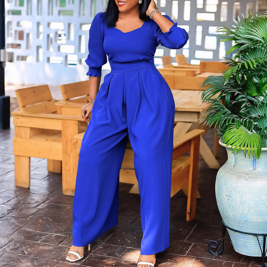 Damen Eleganter Jumpsuit mit langem Arm und taillierter Silhouette Stalluxe