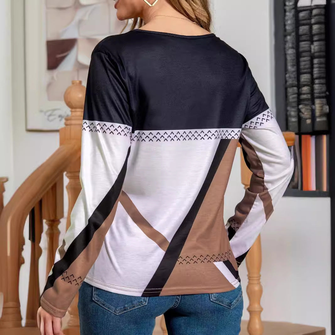 Damen Langarmshirt mit modernem Farbblockdesign Stalluxe